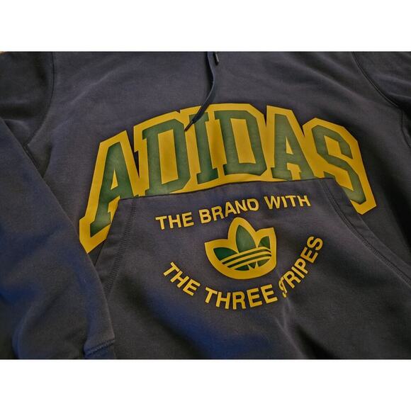 ADIDAS VRCT Hoodie Night Indigo Mens Sz Large Big Logo Navy Blue - Picture 2 of 8